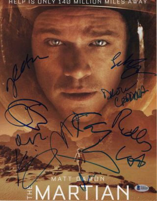 Matt Damon Ridley Scott,  7 Full Cast Signed Autograph The Martian 11x14 Poster B