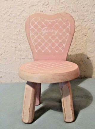 RARE Vintage Vogue Ginny Doll Furniture Trousseau Hall Tree,  Chair Pink 1950 ' s 2