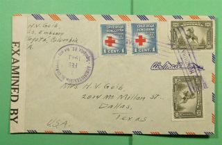 Dr Who 1943 Honduras Us Embassy Corner Airmail To Usa Wwii Censored F40689