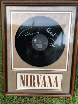 Nirvana Signed Record Kurt Cobain Autographed W Dave Grohl & Krist W Proof