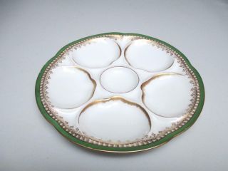 ANTIQUE OYSTER PLATE - - THEODORE HAVILAND LIMOGES FRANCE - - 5 WELLS 2