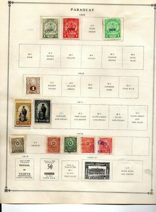 Paraguay 45 Stamps Vf & 1903 - 39 5 Pages From An Old Scott Album