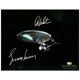 William Shatner,  Leonard Nimoy Autographed Star Trek Uss Enterprise 11x14 Photo