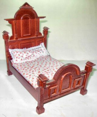 Vintage Victorian Bed Mahogany 3476 Dollhouse Furniture Miniatures