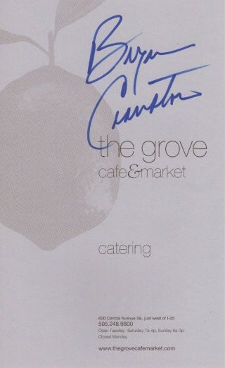 Bryan Cranston Signed Breaking Bad The Grove Cafe Menu Walter White Auto Bas
