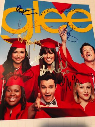 Glee Photo Signed By The Cast Including Naya Rivera & Cory Monteith Auto W/coa
