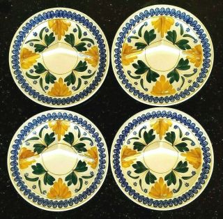 Antique Maastricht Societe Ceramique Holland 4 Hand Painted Divided Plate Set