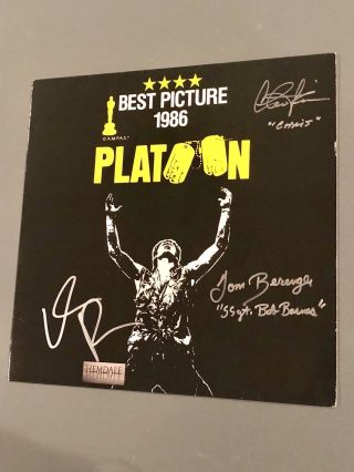 Platoon Signed Laserdisc Charlie Sheen Tom Berenger Willem Dafoe EXACT PROOF 3