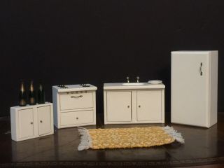 1:12 Scale Dollhouse Miniature Kitchen Furniture Set,  Frig - Stove - Sink - Accessory