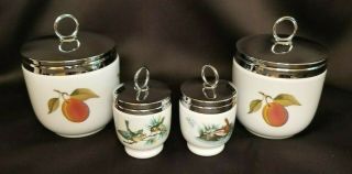 Royal Worcester Porcelain Egg Coddlers Set Of 4 Two King Size,  Two Small