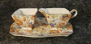 Vintage 3 Piece Floral Chelsea Erphila Creamer & Sugar Tea Set Slovakia