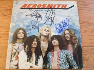 Aerosmith Signed Lp By Band,  Proof Steven Tyler,  3 Autograph Album