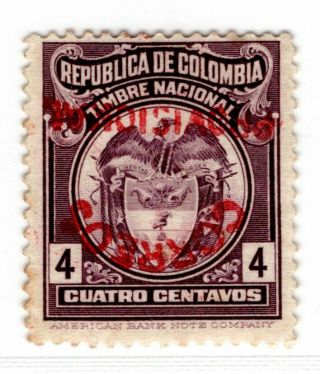 Colombia - Coat Of Arms - 4c W/ Inverted Overprint - 1925 - Sc 385a Rrr