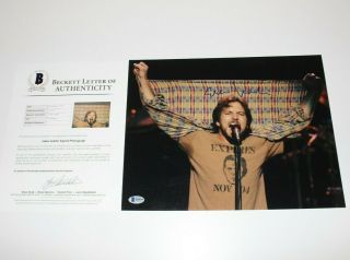 Eddie Vedder Pearl Jam Singer Signed 11x14 Concert Photo Beckett Tour Poster