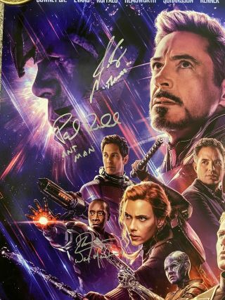 Avengers: Endgame Double - Sided Theatrical poster - Signed by 11 cast members JSA 2