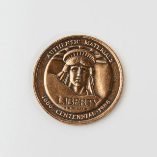 Statue Of Liberty Authentic Materials 1886 1986 Centennial Medal 1 - 1/2 "