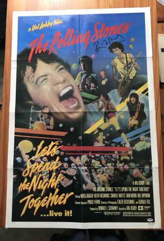 Rolling Stones Signed Keith Richards Poster Ronnie Wood Psa Dna Auto