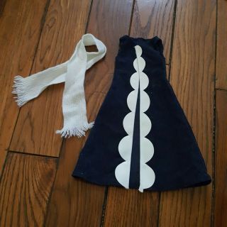 Vintage Ideal Crissy Doll Family Navy Corduroy Vest Dress White Scarf Set Htf