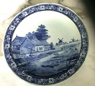 Vintage Signed Royal Sphinx Maastricht Holland Blue Delft Charger Or Wall Plate
