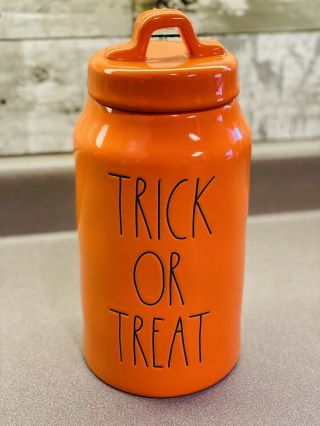 Rae Dunn Trick Or Treat Canister Tot Halloween Orange Long Letter