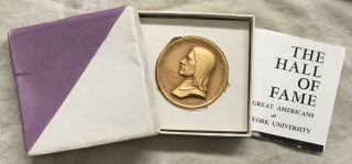 Roger Williams Hall Of Fame For Great Americans Goldplate Medal,  1963 By Weinman