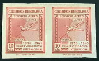 Bolivia Sc C100 1945 1st Air Mail Service By Panagra Imper.  Nh Og Vf 12 - 114