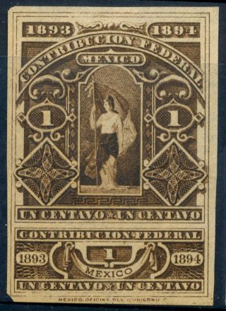 Bn08 Mexico Revenue Cf 96a 1ctv 1893 - 94 Serial Number On Back Est $5 - 10