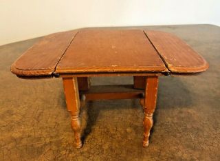 Vintage Miniature Wooden Drop Leaf Table - Doll House - Salesman Sample