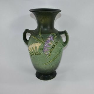 Vintage Tall Roseville Pottery Freesia Green Vase 127 - 12
