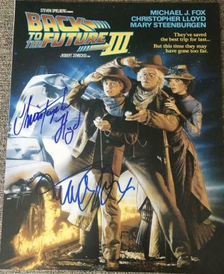 Michael J Fox Christopher Lloyd " Back To The Future 3 " Signed 11x14 Poster B