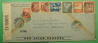 Dr Who 1942 Chile La Serena To Usa Censored Multi Franked Air Mail C206873