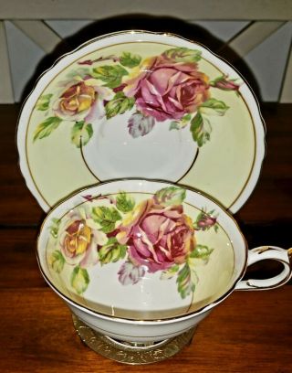 Paragon China Cabbage Rose Cup And Saucer Gold Gilt