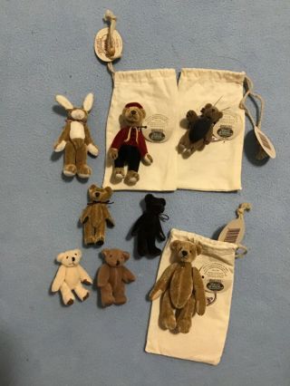 Ganz Cottage Collectibles Miniatures 3 Bears With Tag And Bag And Others