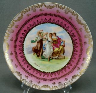 Victoria Austria Royal Vienna Style Classical Scene Pink & Gold Plate 1891 - 1918