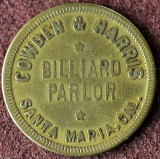 Billiard Token,  Billiard Collectibles,  Cowden & Harris Billiard Palace,