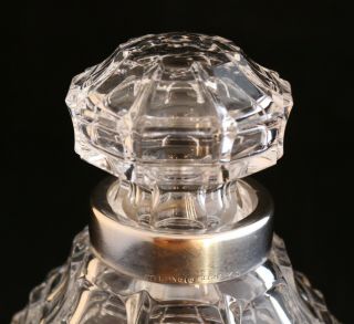 ANTIQUE GERMAN CUT GLASS CRYSTAL STERLING SILVER RIM TEA CADDY JAR 3