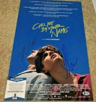 Armie Hammer Timothee Chalamet Signed 12x18 Movie Photo Call Me By Your Name Bas