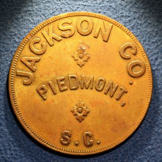 South Carolina Cotton Mill Token - Jackson Co. ,  $5,  Piedmont,  S.  C.