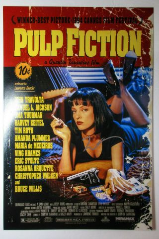 Quentin Tarantino Signed ' Pulp Fiction ' 12x18 Movie Poster Photo JSA Django 3