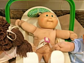 Vintage 1983 Coleco Cabbage Patch Kids Rocking Baby Carrier Car Seat & 3 CPK 3