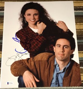 Jerry Seinfeld Julia Louis Dreyfus Signed Autograph Classic Show 11x14 Photo Bas