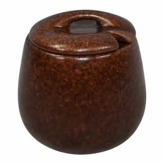 Roseville Pottery Raymor Mottled Brown Relish Or Jam Covered Jar 172