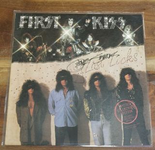 Kiss " First Kiss Last Licks " Lp Promo Only Signed By Gene Simmons Rare Nm