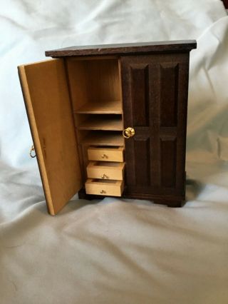 Miniature Wood Dollhouse Chest Of Drawers Armoire 5”x 4” X 2”