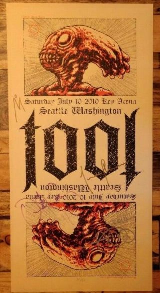 Tool Band Autographed Seattle 2010 Poster Signed By All 4 Limited To 400