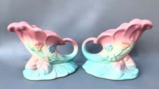 Vintage Hull Art Pottery Bow Knot Candle Holders Pair