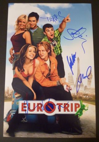 Eurotrip Cast (x6) Authentic Hand - Signed " Matt Damon " 11x17 Photo (proof)
