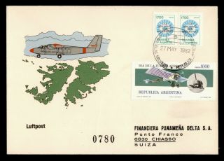Dr Who 1982 Argentina Falkland Islands Ovpt Pair To Switzerland F31022