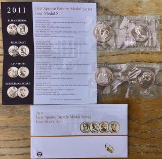 2011 Us First Spouse Bronze Medal Series Set 4 Ogp Envelope Ladies