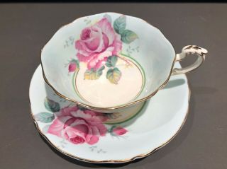Paragon China Rose Double Warrant Tea Cup & Saucer Queen Mary